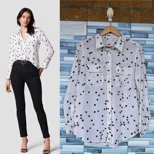 Equipment Star Print Long Sleeve Silk Blouse medium